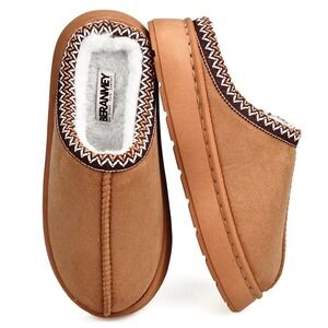 Beranmey Unisex Slippers Size 36-37 Brown Cozy Platform Anti-Slip Comfortable
